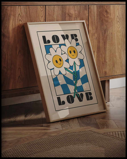 Flower Love Retro Poster