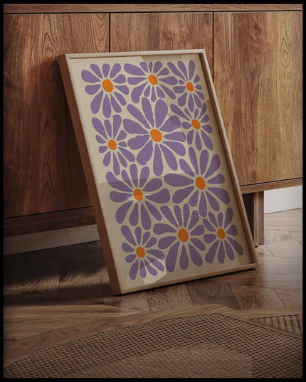 Retro Floral Pattern Violet Poster